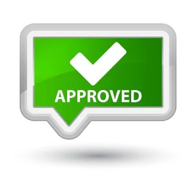 Approved (validate icon) prime green banner button Stock Illustration