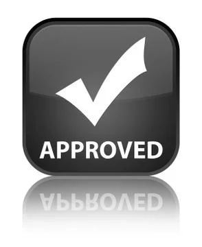 Approved (validate icon) special black square button Stock Illustration