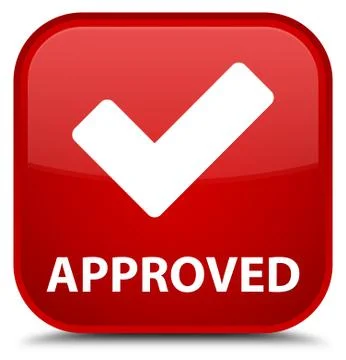 Approved (validate icon) special red square button Stock Illustration