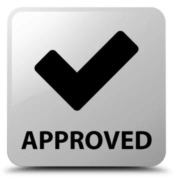 Approved (validate icon) white square button Stock Illustration
