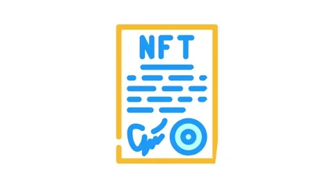 Approved virtual nft contract color icon animation Stock Footage 166483035