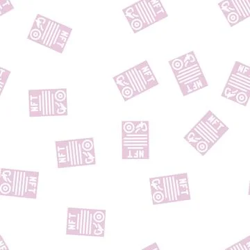 Approved virtual nft contract glyph vector seamless pattern イラスト素材