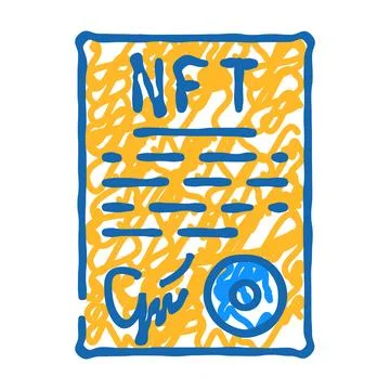Approved virtual nft contract icon doodle illustration 스톡 일러스트