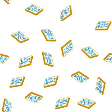 Approved virtual nft contract isometric icon seamless pattern 库存插图
