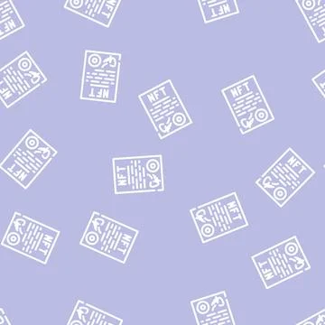 Approved virtual nft contract line vector seamless pattern 스톡 일러스트