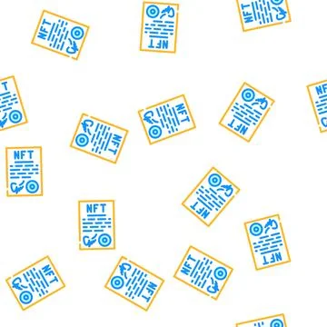 Approved virtual nft contract vector seamless pattern Stock Illustration