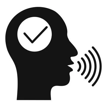 Approved voice recognition icon, simple style Illustrazione stock