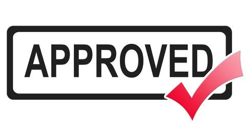Approved word with red check mark isolated Stock-Illustration