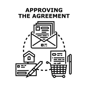 Approving agreement concept with business documents Illustrazione stock