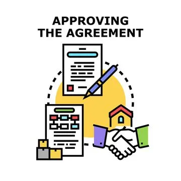 Approving agreement, signing contract, closing property deal Stockillustratie