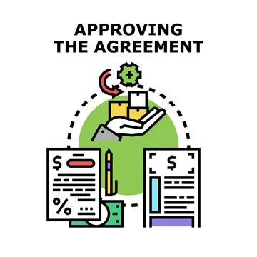 Approving agreement transaction process vector illustration 스톡 일러스트