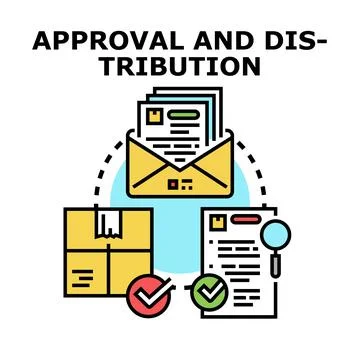 Approving and distributing documents and products concept Ilustração Stock