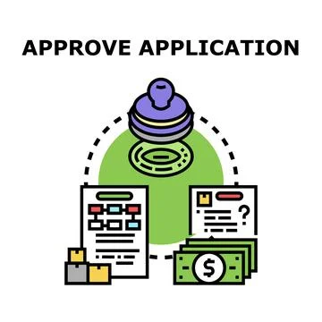 Approving application process for business agreement document Stock Illustration