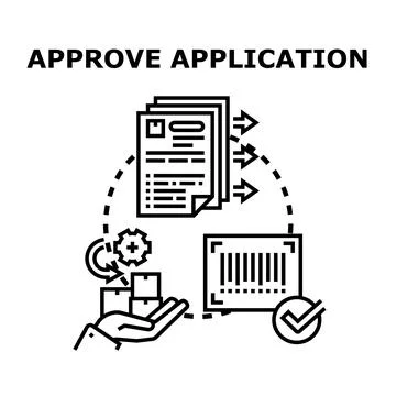 Approving application process for business document validation Stock Illustration
