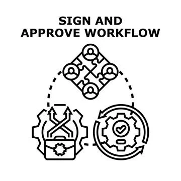 Approving business documents and completing team workflow Ilustración de archivo