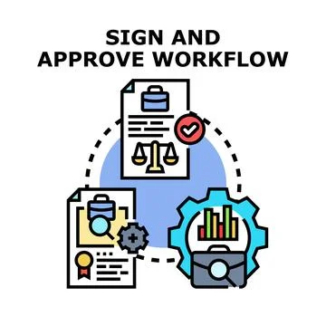 Approving contract workflow process with legal document イラスト素材
