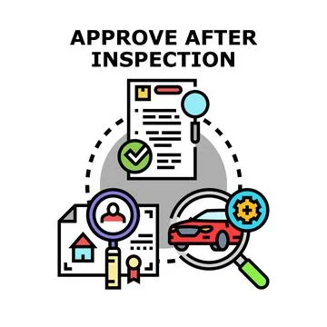 Approving documents after inspection concept vector Illustrazione stock