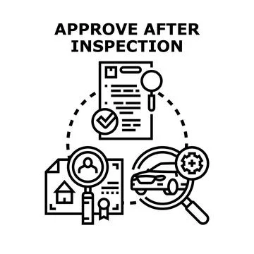 Approving documents after inspection concept vector Illustrazione stock