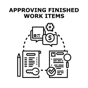 Approving finished project tasks and workflow items Stock Illustration