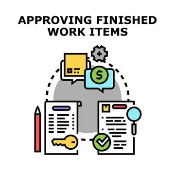 Approving finished project tasks and workflow items イラスト素材