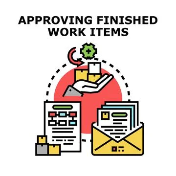 Approving finished work items vector concept illustration 스톡 일러스트