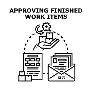 Approving finished work items vector concept illustration Illustrazione stock
