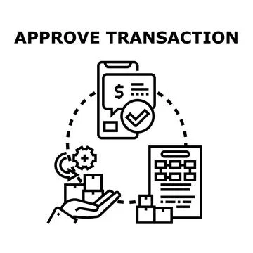 Approving mobile transaction for online order delivery Stock Illustration