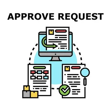 Approving online request document workflow concept Stock Illustration