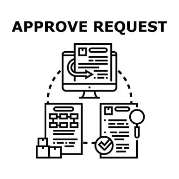 Approving online request document workflow concept Stock Illustration