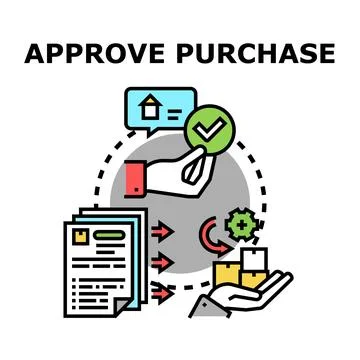 Approving purchase order with documents and delivery process Stock Illustration