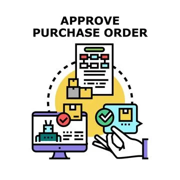Approving purchase order workflow with digital automation Illustrazione stock