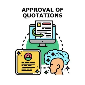 Approving quotations process sending financial proposal Stock Illustration