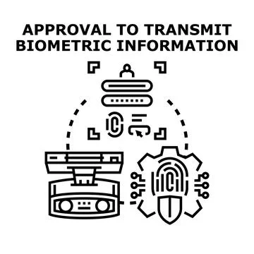 Approving secure transmission of biometric data concept Stock Illustration