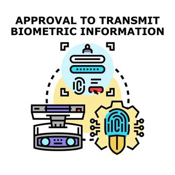 Approving secure transmission of biometric data concept Stock Illustration