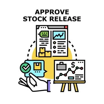 Approving stock release management and business growth Stock Illustration