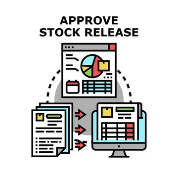 Approving stock release process for business operation and management Stock Illustration