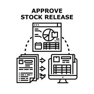 Approving stock release process for business operation and management Illustrazione stock
