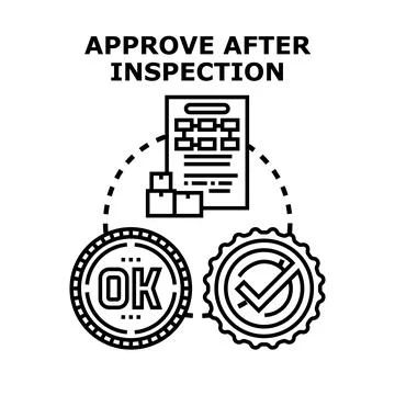 Approving validated quality control after inspection process Stock Illustration