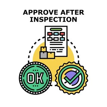Approving validated quality control after inspection process Stock Illustration