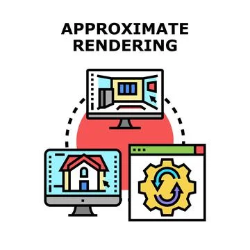 Approximate rendering digital design process flow Illustrazione stock
