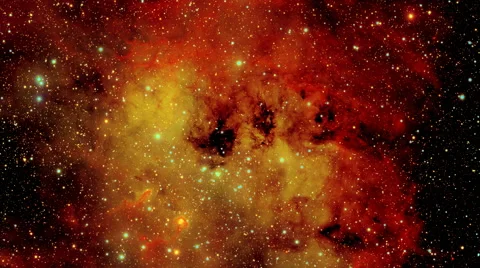 Approximation to center of a red-yellow gas-and-dust nebula Vidéo 48744516