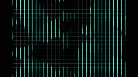 Approximation of a grid producing neon light on the black backgroud. Stock Footage 131174540