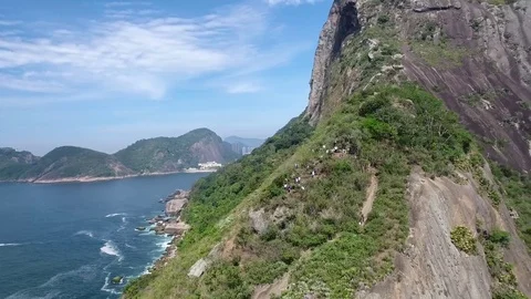 Approximation of Pão de Açúcar, on the east side. Stock Footage 81136515