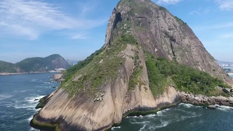Approximation of Pão de Açúcar, on the east side. Zoom In. Stock Footage 81136701