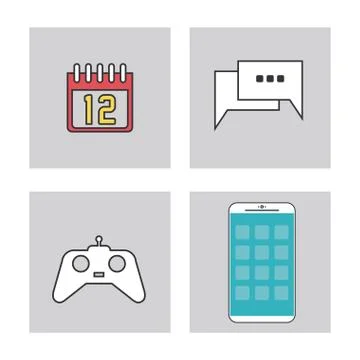 Apps and frames icon set Stock Illustration