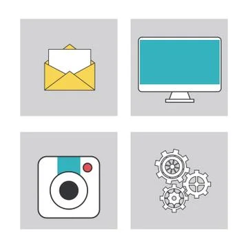Apps and frames icon set Stock Illustration