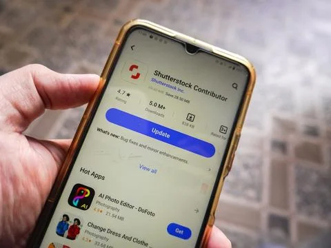 Apps on android smatrphone device Stock Photos