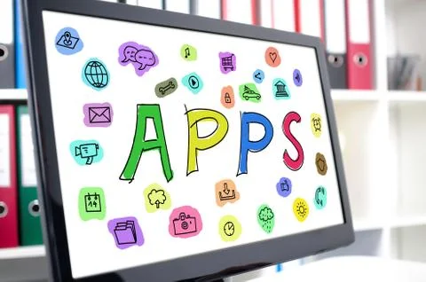 Apps concept on a computer screen Stock Photos