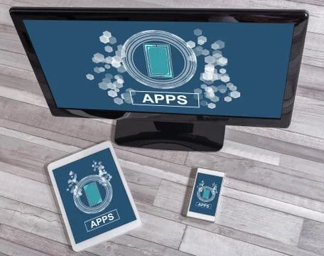 Apps concept on different devices Stock-Fotos