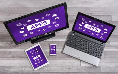Apps concept on different devices Stock-Fotos